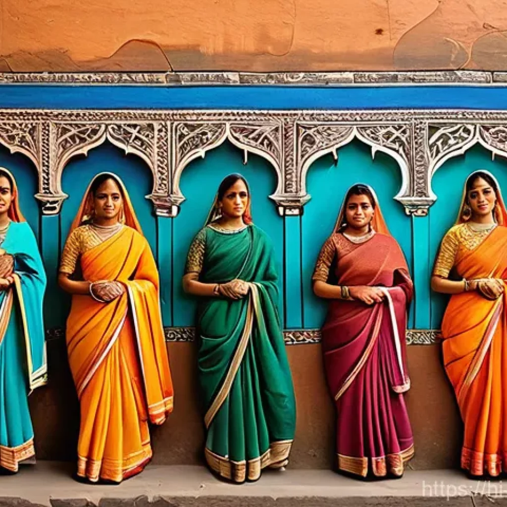 벽화 예술로 본 지역 특징 - **Prompt:** A vibrant, detailed mural covering a large, weathered stone wall in an old Indian city a...